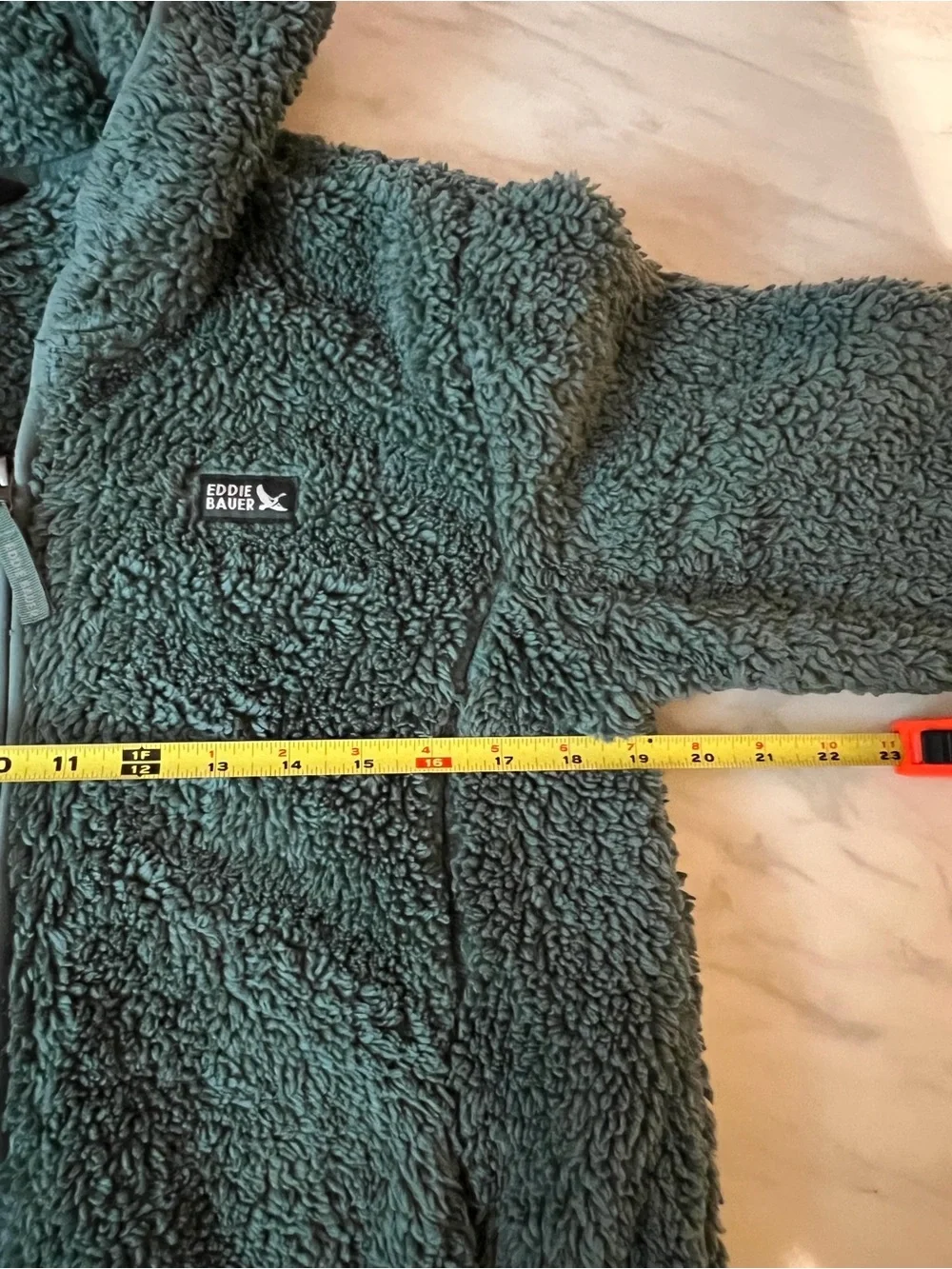 Eddie Bauer Kids Sherpa Fleece Hooded Full Zip Jacket Green L 14/16